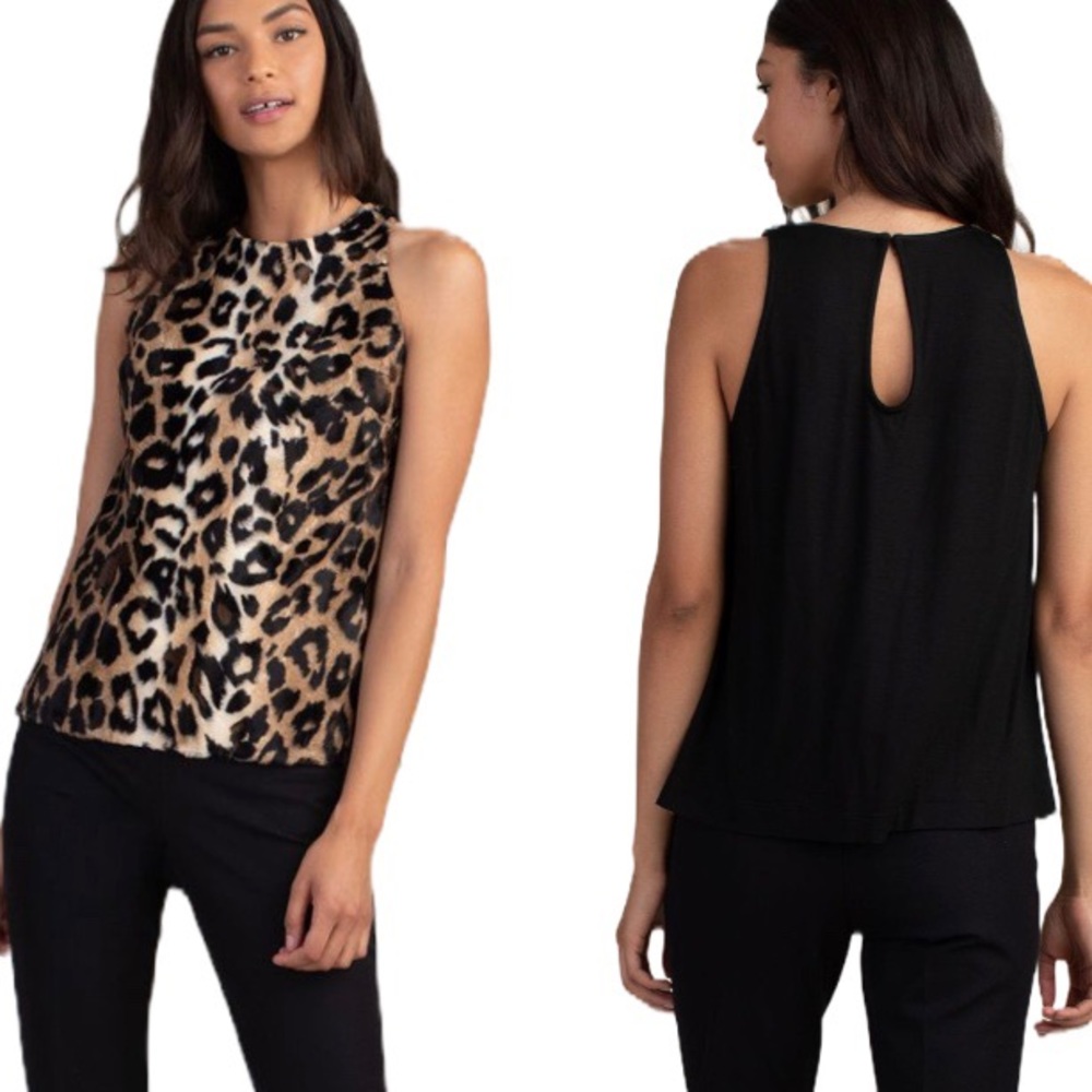 Trina Turk Mill Creek Top Leopard Faux Fur Small